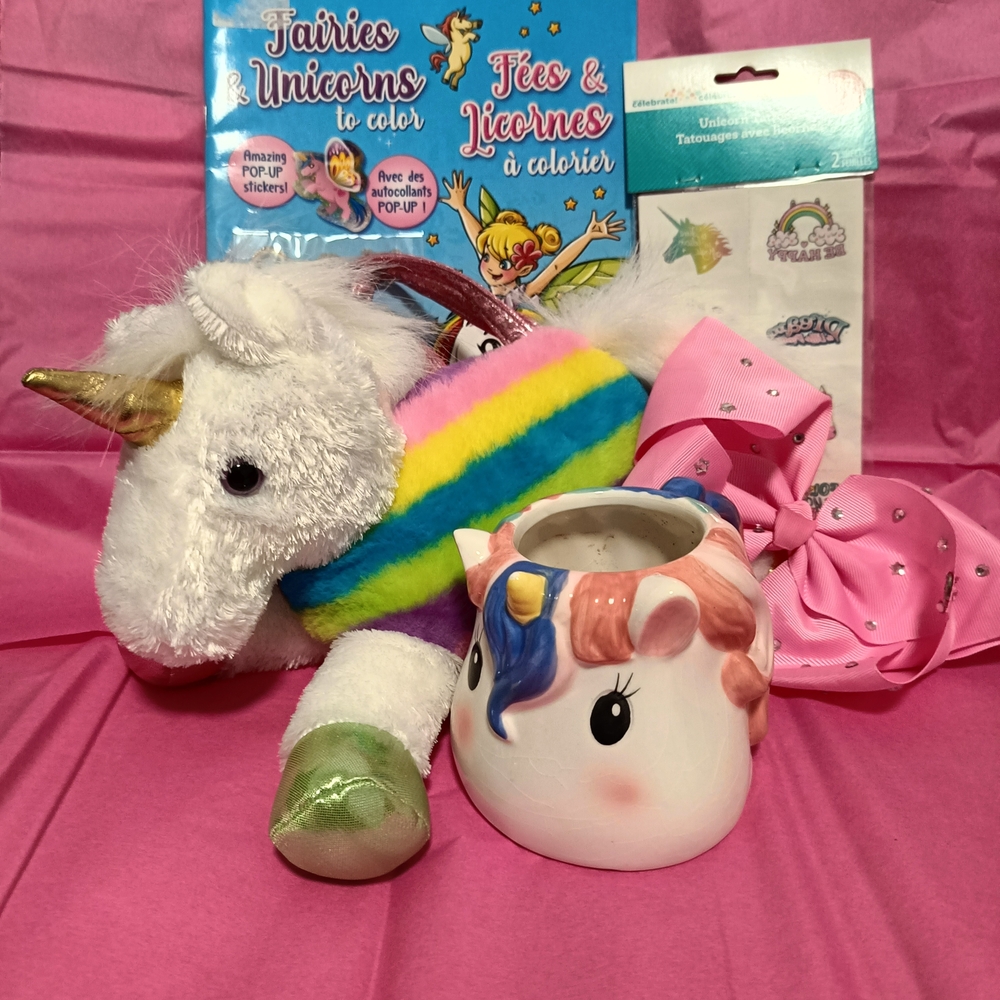 🌈Aurora Unicorn Plush Toy, Unicorn mug,Stickers,Coloriage book, Easter Spring